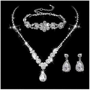 Unbranded (501 660 Ear Clip) Bridal Rhinestone Necklace Earring Bracelets Teardrop Pendant Unbranded (501 660 Ear Clip) Bridal Rhinestone Necklace Earring Bracelets Teardrop Pendant