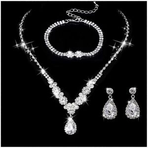 Unbranded (501 838 Ear Studs) Bridal Rhinestone Necklace Earring Bracelets Teardrop Pendan Unbranded (501 838 Ear Studs) Bridal Rhinestone Necklace Earring Bracelets Teardrop Pendan