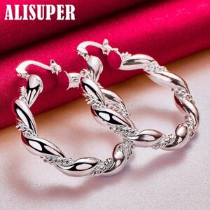 Maxpower 925 Sterling Silver Twisted Rope Round Hoop Earring Jewelry Maxpower 925 Sterling Silver Twisted Rope Round Hoop Earring Jewelry