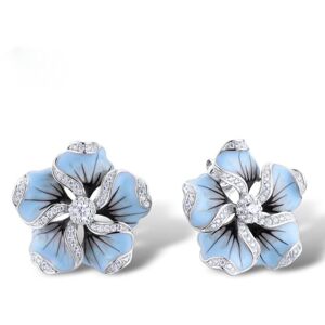 Maxpower Zirconia Women Cubic Enamel Ear Earrings Flower Inlaid Wedding Jewelry Stud Maxpower Zirconia Women Cubic Enamel Ear Earrings Flower Inlaid Wedding Jewelry Stud