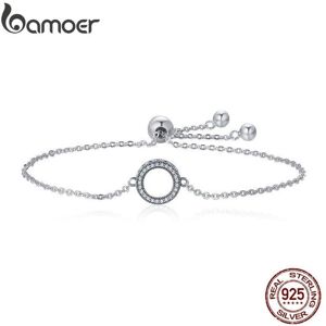 Maxpower (silver) Bamoer Trendy 925 Sterling Silver Glittering Round Circle Chain Link St Maxpower (silver) Bamoer Trendy 925 Sterling Silver Glittering Round Circle Chain Link St