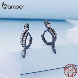 Maxpower (black, D) Bamoer 925 Sterling Silver 3D Snake Earrings For Women Shiny Zircon S Maxpower (black, D) Bamoer 925 Sterling Silver 3D Snake Earrings For Women Shiny Zircon S