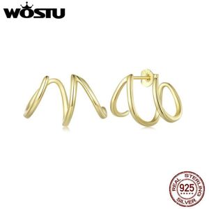 Maxpower (gold, SCE986-B) Wostu 925 Sterling Silver Simple Line Earrings Stud Earrings Fo Maxpower (gold, SCE986-B) Wostu 925 Sterling Silver Simple Line Earrings Stud Earrings Fo