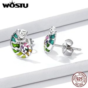 Maxpower (925 silver) Wostu Genunie 925 Sterling Silver Mini Chameleon Ear Studs For Wome Maxpower (925 silver) Wostu Genunie 925 Sterling Silver Mini Chameleon Ear Studs For Wome