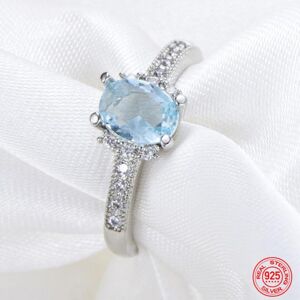 Maxpower (7) S925 Sterling Silver Charm Aquamarine Ring For Women Fashion Wedding Jewelry Maxpower (7) S925 Sterling Silver Charm Aquamarine Ring For Women Fashion Wedding Jewelry