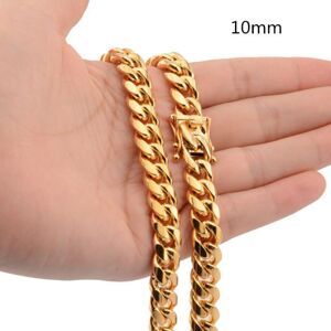 Maxpower (gold, 10mm-45cm) Stainless Steel Curb Cuban Chain Necklace 40cm-75cm For Men Me Maxpower (gold, 10mm-45cm) Stainless Steel Curb Cuban Chain Necklace 40cm-75cm For Men Me