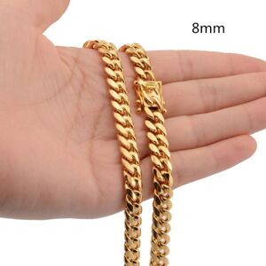 Maxpower (gold, 8mm-50cm) Stainless Steel Curb Cuban Chain Necklace 40cm-75cm For Men Men Maxpower (gold, 8mm-50cm) Stainless Steel Curb Cuban Chain Necklace 40cm-75cm For Men Men