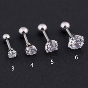Maxpower (silver, 5mm) 1pc Stainless Steel Crystal Zircon Ear Studs Earrings For Women/me Maxpower (silver, 5mm) 1pc Stainless Steel Crystal Zircon Ear Studs Earrings For Women/me
