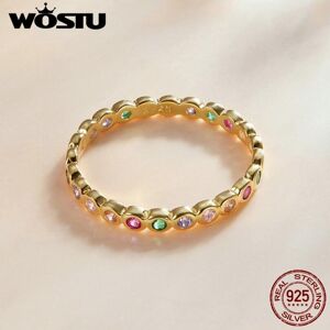 Maxpower (golden, 8B) Wostu 925 Sterling Silver Colorful Cubic Zirconia Lucky Rainbow Rin Maxpower (golden, 8B) Wostu 925 Sterling Silver Colorful Cubic Zirconia Lucky Rainbow Rin