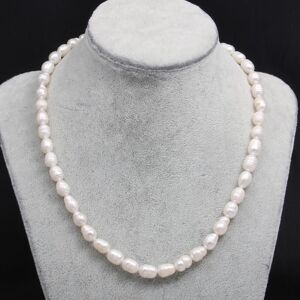 Maxpower (white, 9-10mm) Women Pearl Necklace Natural Freshwater Pearl Rice-shaped Beads Maxpower (white, 9-10mm) Women Pearl Necklace Natural Freshwater Pearl Rice-shaped Beads