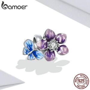 Maxpower (925 silver) Bamoer 100% 925 Sterling Silve Charm Butterfly Flower Zircon Plated Maxpower (925 silver) Bamoer 100% 925 Sterling Silve Charm Butterfly Flower Zircon Plated