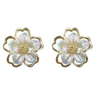 Maxpower (golden) 1 Pair Women Elegant Stud Earrings Flower Shape Acrylic Ear Studs Metal Maxpower (golden) 1 Pair Women Elegant Stud Earrings Flower Shape Acrylic Ear Studs Metal