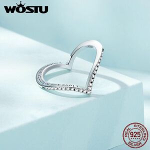 Maxpower (7) Wostu 925 Sterling Silver Heart Ring 14k Gold Plated Sparkling Wishbone &apo Maxpower (7) Wostu 925 Sterling Silver Heart Ring 14k Gold Plated Sparkling Wishbone &apo