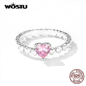 Maxpower (8) Wostu Delicate Heart Silver Ring Genuine 925 Sterling Silver Pink Zircon Lov Maxpower (8) Wostu Delicate Heart Silver Ring Genuine 925 Sterling Silver Pink Zircon Lov