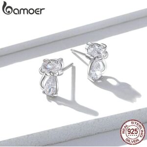 Maxpower (BSE206) Bamoer Real 925 Sterling Silver Lovely Kitty Girl Earings Precious Jewe Maxpower (BSE206) Bamoer Real 925 Sterling Silver Lovely Kitty Girl Earings Precious Jewe