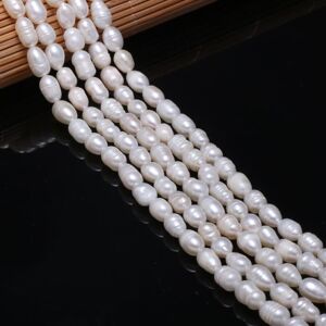 Maxpower (white, 5-6mm) A Natural Pearl Punch Loose Rice Beads For Fashion Women Necklace Maxpower (white, 5-6mm) A Natural Pearl Punch Loose Rice Beads For Fashion Women Necklace
