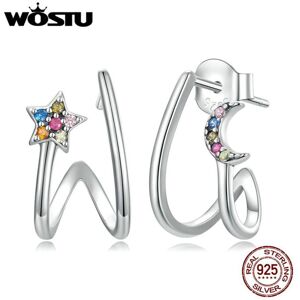 Maxpower (925 silver) Wostu 925 Sterling Silver Star & Moon Stud Earrings For Women Simpl Maxpower (925 silver) Wostu 925 Sterling Silver Star & Moon Stud Earrings For Women Simpl