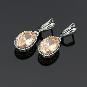 Maxpower (champagne) Oval Purple Stones Dangle Earrings Silver Color Jewelry Drop Earring Maxpower (champagne) Oval Purple Stones Dangle Earrings Silver Color Jewelry Drop Earring