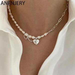 Maxpower (as the picture) Anenjery Irregular Pearl Love Heart Asymmetric Necklace For Wom Maxpower (as the picture) Anenjery Irregular Pearl Love Heart Asymmetric Necklace For Wom