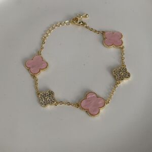 Maxpower (pink, 15.8+3.5cm) Fashionable And Minimalist Pink Four Leaf Clover Bracelet Wit Maxpower (pink, 15.8+3.5cm) Fashionable And Minimalist Pink Four Leaf Clover Bracelet Wit