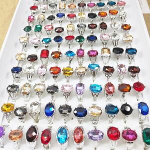 Maxpower (as the picture) 12pcs Colored Glass Crystal Ladies Ring Accessory Alloy Ring Maxpower (as the picture) 12pcs Colored Glass Crystal Ladies Ring Accessory Alloy Ring