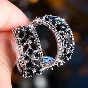 Maxpower (black) Delicate Green Cubic Zirconia Stud Earrings Ethnic Style Hollow Flower E Maxpower (black) Delicate Green Cubic Zirconia Stud Earrings Ethnic Style Hollow Flower E