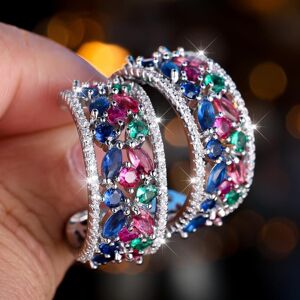 Maxpower (multicolor) Delicate Green Cubic Zirconia Stud Earrings Ethnic Style Hollow Flo Maxpower (multicolor) Delicate Green Cubic Zirconia Stud Earrings Ethnic Style Hollow Flo