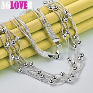 Maxpower (45cm) 925 Sterling Silver Multi Snake Chain Smooth Beads Necklace Jewelry Maxpower (45cm) 925 Sterling Silver Multi Snake Chain Smooth Beads Necklace Jewelry