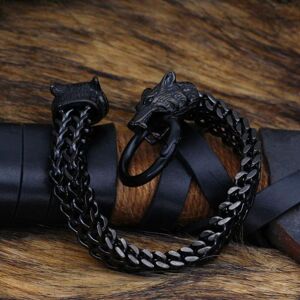 Maxpower (black, 21cm) 1pc Fashion Stainless Steel Black Golden Bracelet Vintage Viking W Maxpower (black, 21cm) 1pc Fashion Stainless Steel Black Golden Bracelet Vintage Viking W