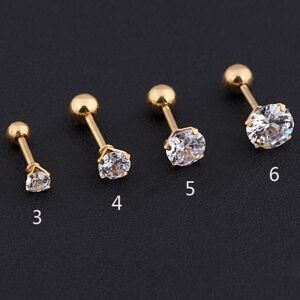 Maxpower (gold, 5mm) 1pc Stainless Steel Crystal Zircon Ear Studs Earrings For Women/men Maxpower (gold, 5mm) 1pc Stainless Steel Crystal Zircon Ear Studs Earrings For Women/men