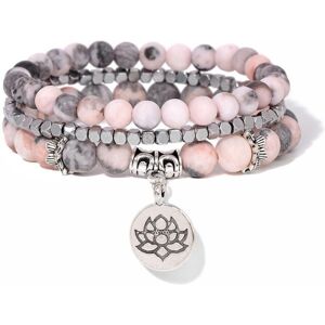Maxpower (as the picture) Handmade Natural Stone Lotus Ohm Buddha Beads Bracelet Pink Zeb Maxpower (as the picture) Handmade Natural Stone Lotus Ohm Buddha Beads Bracelet Pink Zeb