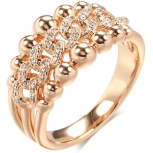 Maxpower (as the picture, 9) Luxury Gold Color Double Ball Hollow Chain Full Zircon Rings Maxpower (as the picture, 9) Luxury Gold Color Double Ball Hollow Chain Full Zircon Rings