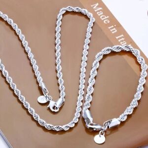 Maxpower (as the picture, 20cm and 50cm) Silver-plated Necklace Set S925 Silver Bracelet Maxpower (as the picture, 20cm and 50cm) Silver-plated Necklace Set S925 Silver Bracelet