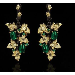 Maxpower (green) Elegant Black Gold Ruby Pendant Flower Leaf Earrings Crystal Gemstone La Maxpower (green) Elegant Black Gold Ruby Pendant Flower Leaf Earrings Crystal Gemstone La