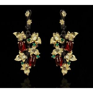 Maxpower (red) Elegant Black Gold Ruby Pendant Flower Leaf Earrings Crystal Gemstone Ladi Maxpower (red) Elegant Black Gold Ruby Pendant Flower Leaf Earrings Crystal Gemstone Ladi