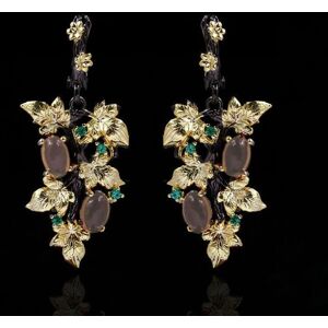 Maxpower (grey) Elegant Black Gold Ruby Pendant Flower Leaf Earrings Crystal Gemstone Lad Maxpower (grey) Elegant Black Gold Ruby Pendant Flower Leaf Earrings Crystal Gemstone Lad