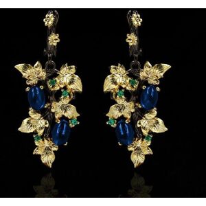 Maxpower (blue) Elegant Black Gold Ruby Pendant Flower Leaf Earrings Crystal Gemstone Lad Maxpower (blue) Elegant Black Gold Ruby Pendant Flower Leaf Earrings Crystal Gemstone Lad
