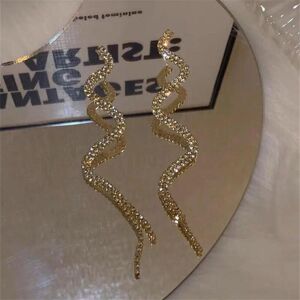 Maxpower (Gold) Fashion Women Elegant Snake Shape Shiny Zircon Tassel Stud Earrings Women Maxpower (Gold) Fashion Women Elegant Snake Shape Shiny Zircon Tassel Stud Earrings Women