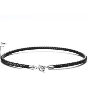 Maxpower (50cm) 6mm Black Leather Chain Necklace For Women Men Handmade Waxed Braid Rope Maxpower (50cm) 6mm Black Leather Chain Necklace For Women Men Handmade Waxed Braid Rope