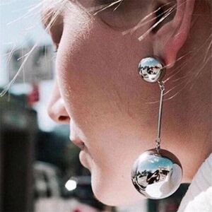 Maxpower (Silver) Vintage Large Ball Pendant Earrings Women's European American Styl Maxpower (Silver) Vintage Large Ball Pendant Earrings Women's European American Styl