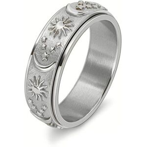 Maxpower (silver, 9) Star Moon Sun Rotating Titanium Steel Ring Unisex Bohemian Relief An Maxpower (silver, 9) Star Moon Sun Rotating Titanium Steel Ring Unisex Bohemian Relief An