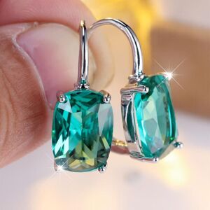 Maxpower (silver,green) Silver Color Green Crystals Cubic Zirconia Dangle Earrings For Wo Maxpower (silver,green) Silver Color Green Crystals Cubic Zirconia Dangle Earrings For Wo