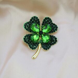 Maxpower (green) Creative Pop Elegant Green Four Leaf Clover Brooch Pin Women's Suit Maxpower (green) Creative Pop Elegant Green Four Leaf Clover Brooch Pin Women's Suit