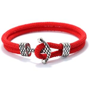 Maxpower (red) 4mm Handmade Milan Rope Bracelet Antique Silver Color Anchor Braclet For M Maxpower (red) 4mm Handmade Milan Rope Bracelet Antique Silver Color Anchor Braclet For M