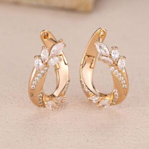 Maxpower (gold,white) Geometric Cubic Zirconia Elegant Drop Clip Earrings For Women Gold Maxpower (gold,white) Geometric Cubic Zirconia Elegant Drop Clip Earrings For Women Gold