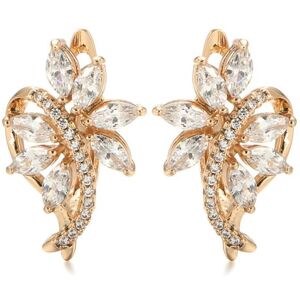 Maxpower (rose gold) Kinel Rose Gold Shiny Crystal Flower Earrings For Women Maxpower (rose gold) Kinel Rose Gold Shiny Crystal Flower Earrings For Women