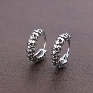 Maxpower (silver) Punk Hip Hop Skull Hoop Earrings For Women Stainless Steel Trendy Charm Maxpower (silver) Punk Hip Hop Skull Hoop Earrings For Women Stainless Steel Trendy Charm