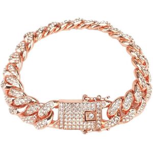 Maxpower (rose gold) Hip Hop Men Cuban Link Chain Bracelet Shiny Rhinestone Inlaid Bangle Maxpower (rose gold) Hip Hop Men Cuban Link Chain Bracelet Shiny Rhinestone Inlaid Bangle