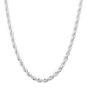 Maxpower (40cm) 16/18/20/22/24 Inch 4mm Twisted Rope Chain 925 Sterling Silver Wedding Ne Maxpower (40cm) 16/18/20/22/24 Inch 4mm Twisted Rope Chain 925 Sterling Silver Wedding Ne