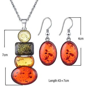 Maxpower (multicolor) Fashion Women's Silver Plated Amber Party Necklace Earrings Je Maxpower (multicolor) Fashion Women's Silver Plated Amber Party Necklace Earrings Je